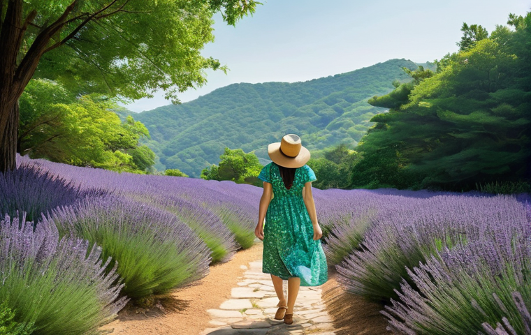 포천 허브아일랜드 체험 - **Prompt:** A serene and vibrant daytime scene at Herb Island Pocheon, featuring a diverse botanical...