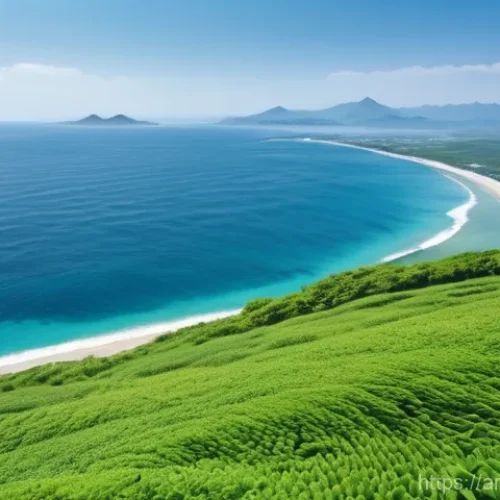 Home 16 제주 우도 여행 팁 - **"A serene panoramic view from Udo-bong Peak on Udo Island. The scene features a person, dressed in...